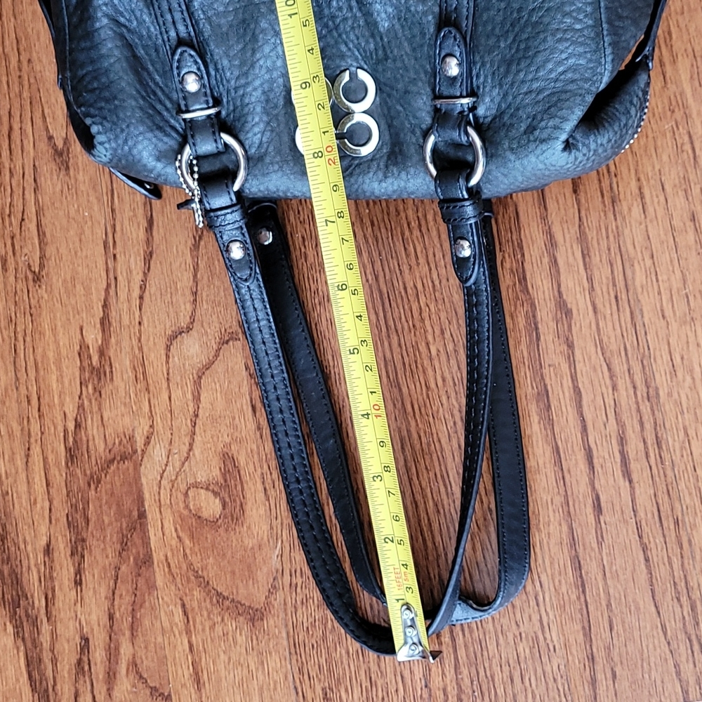 Coach "Julia" Black Leather Satchel with Silver Hardware - Picture 13 of 15